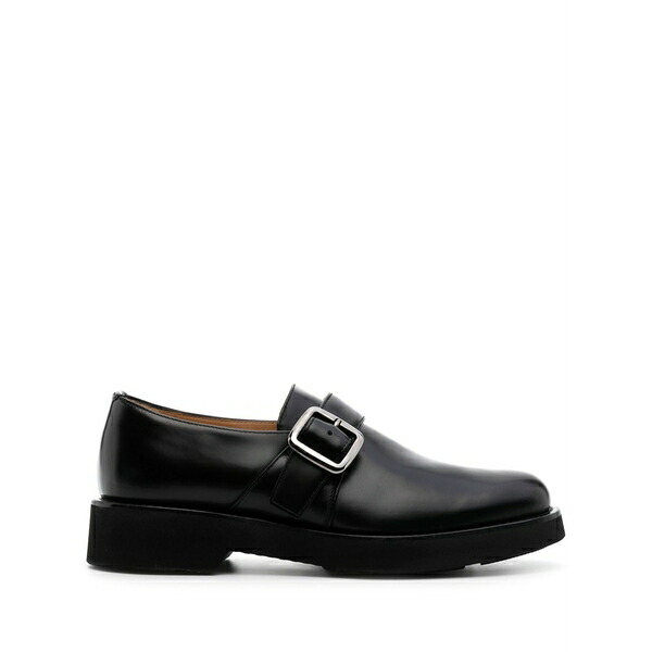 教会堂 レディース スリッポン・ローファー シューズ Buckled polished-leather loafers Black