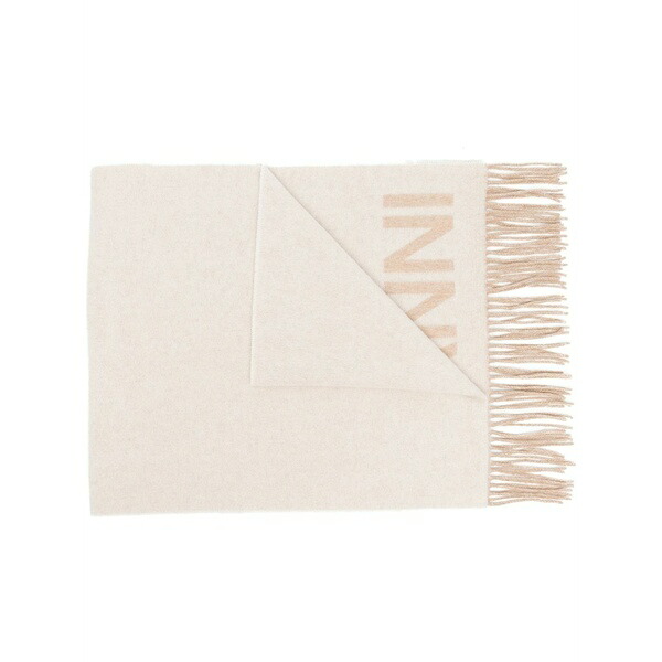 ガニー レディース マフラー・ストール・スカーフ アクセサリー Logo-print tassel-trim scarf Neutrals｜asty