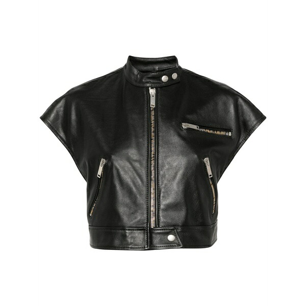 二分の一男の子 レディース 上衣＆上衣 アウター Short-sleeve cropped biker jacket Black