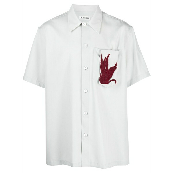 ジル・サンダー メンズ プルオーバー トップス Appliqu??-detail cotton shirt Grey