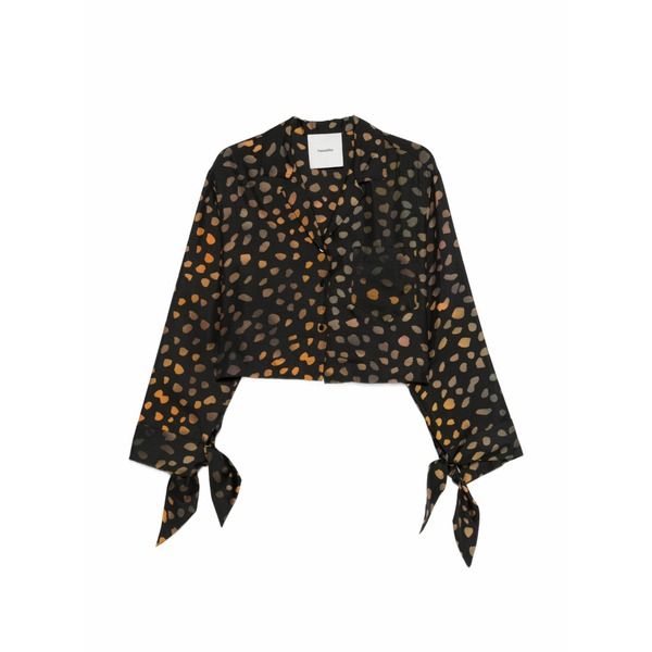 ナヌーシュカ レディース シャツ トップス Tie-cuff cropped shirt Black｜asty