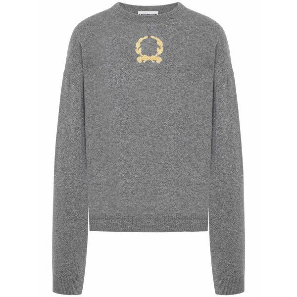 モスキーノ メンズ 編み物\u0026ティーシャツ アウター Laurel crown-embroidery sweater Grey