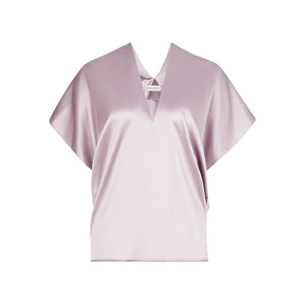 ニナリッチ レディース シャツ トップス V-neck silk top Pink|asty