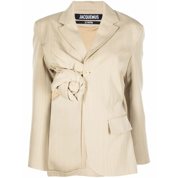 ジャクエムス レディース 上衣＆上衣 アウター Baccala asymmetric cropped blazer Neutrals