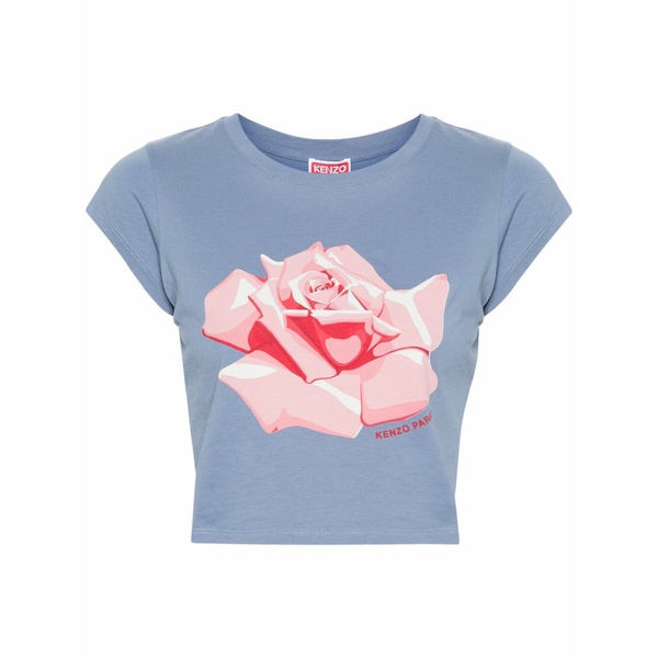 ケンゾー レディース プルオーバー トップス Rose cropped t-shirt Blue