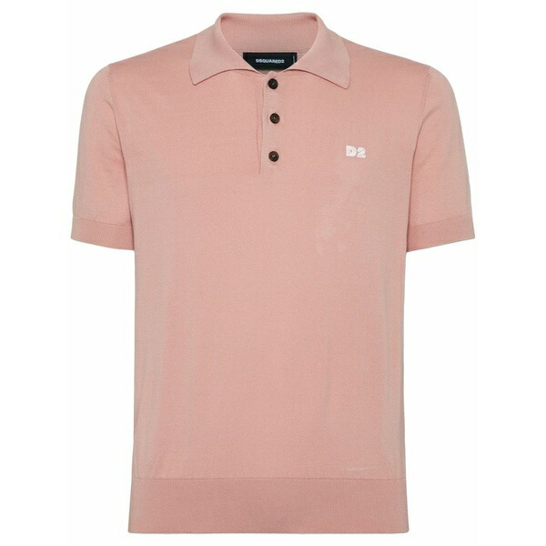 ディースクエアード メンズ スポーツシャツ トップス Logo-embroidered polo shirt Pink