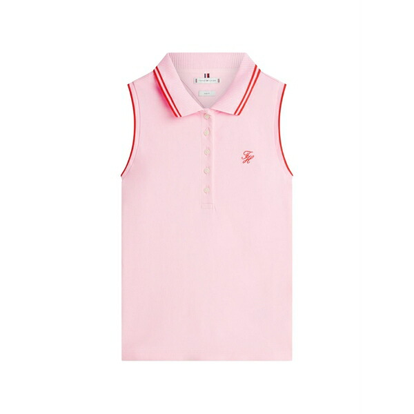 トミー ヒルフィガー レディース スポーツシャツ トップス 1985 slim-fit sleeveless cotton polo shirt Pink