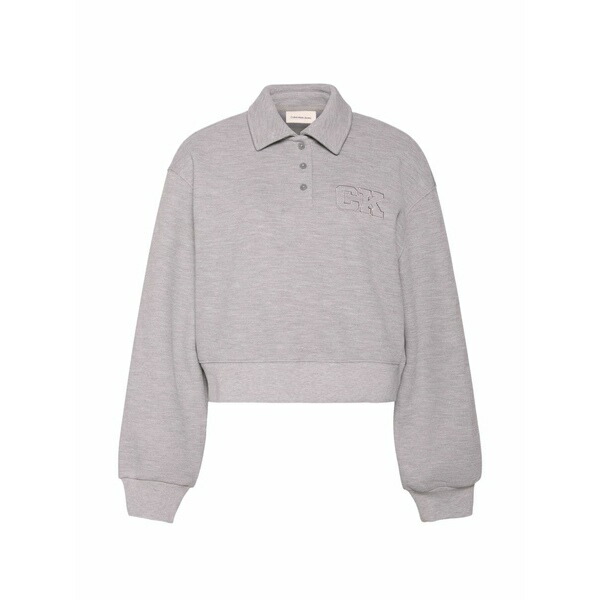 カルバンクライン レディース スポーツシャツ トップス Buttoned logo-detail polo shirt Grey