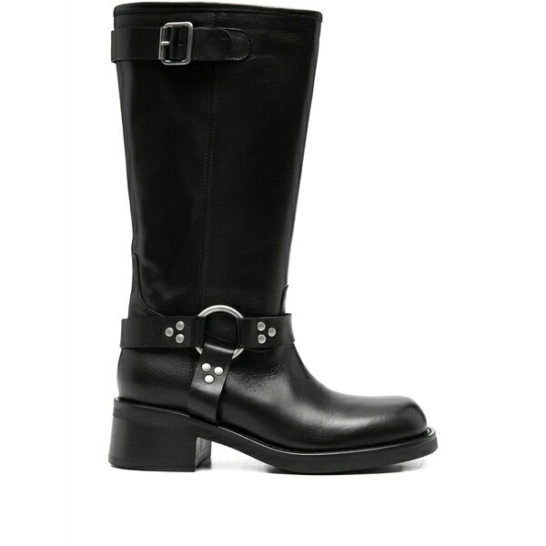 パロッシュ レディース ブーツ シューズ Buckle-strap studded boots Black