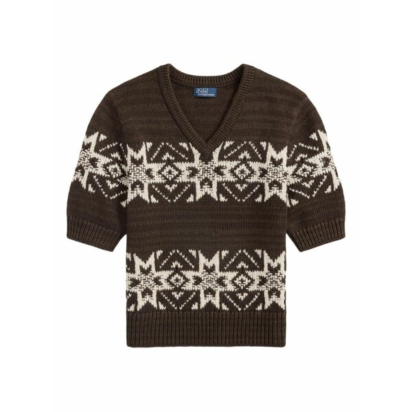 ラルフローレン レディース 編み物\u0026プルオーバー アウター Fairisle-pattern v-neck sweater Brown