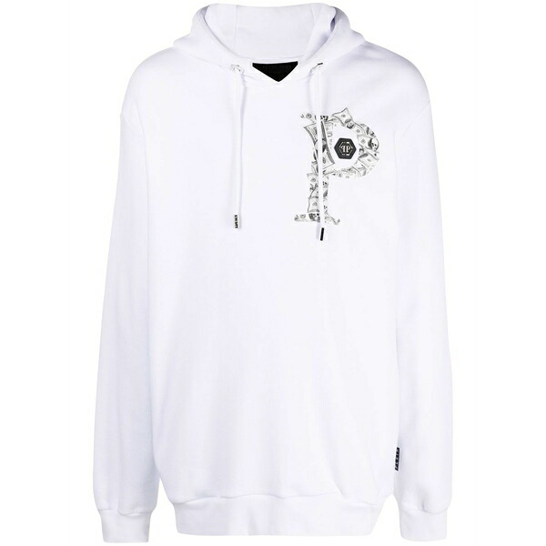 フィリップ飾り気の無い メンズ パーカー・スウェットシャツ アウター Money logo-print hoodie White メンズファッション-パーカー-トップス