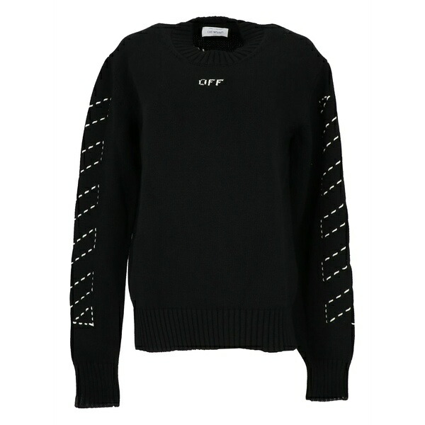 象牙色 メンズ 編み物\u0026プルオーバー アウター Black stitch sweater Black