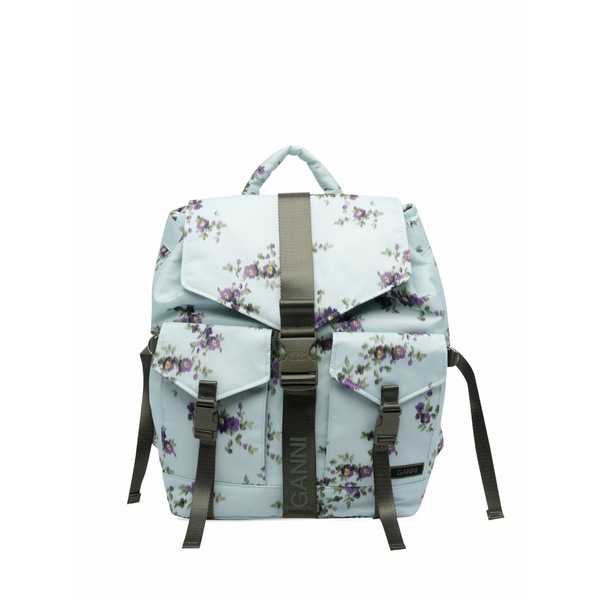 ガニー レディース うしろ側容器に並べる・背嚢 御徒面子 Floral-print buckle-fastening backpack Blue