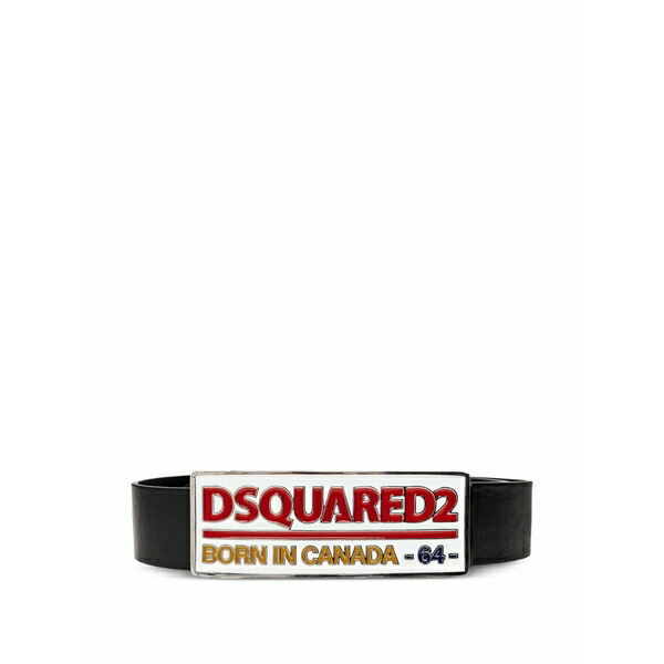 ディースクエアード メンズ 胴締め 佩び物 Logo-plaque leather belt  Black