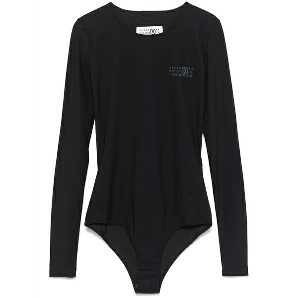 マルタンマルジェラ レディース Tシャツ トップス Numbers-motif bodysuit Black|asty