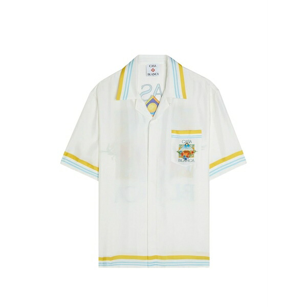 カサブランカ メンズ プルオーバー トップス Striped printed shirt White