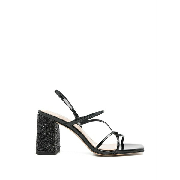 真砂ロ レディース サンダル シューズ Glitter block-heeled sandals Black
