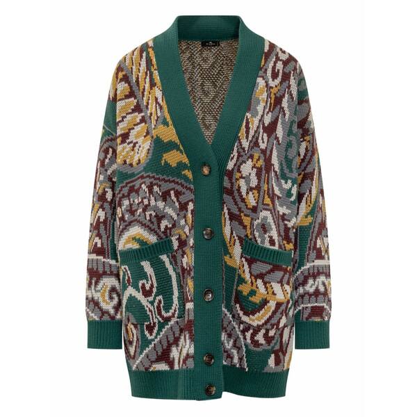 エトロ レディース ジレー アウター Paisley-motif pocket cardigan Green