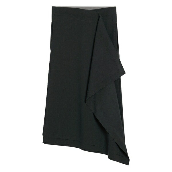 意中の女 レディース スコート ボトムス Wrap asymmetrical wool MIDI skirt Black