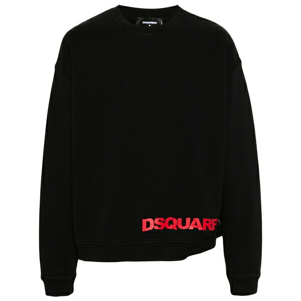 ディースクエアード メンズ パーカー・スウェットシャツ アウター Logo-print cotton sweatshirt Black