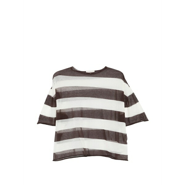 アントネリ レディース プルオーバー トップス Margherita striped sheer t-shirt Brown
