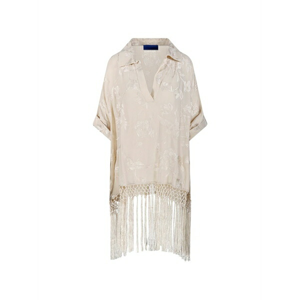 メドモワゼル レディース プルオーバー トップス Fringe-trim blouse Neutrals