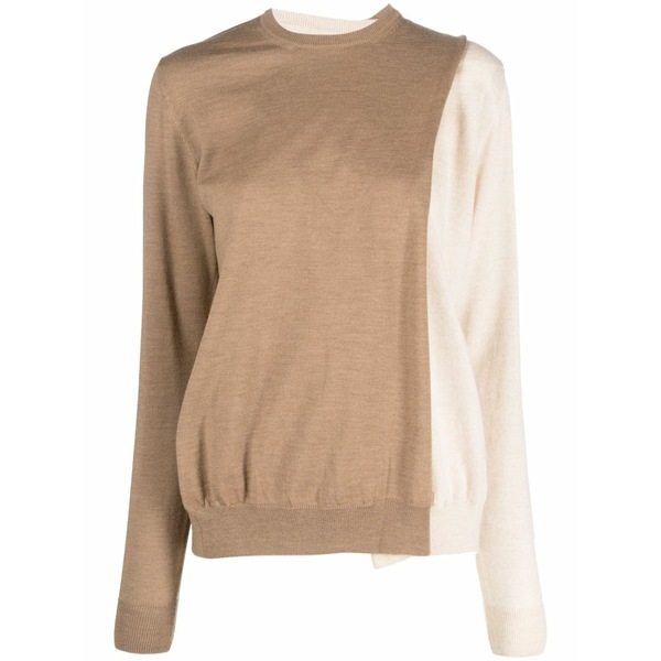 コルヴィル レディース Tシャツ トップス Contrasting panel-detail fine-knit sweater Neutrals｜asty