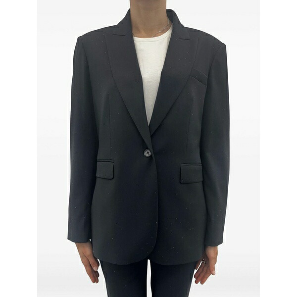 リュージョー レディース 上衣＆上衣 アウター Strass single-button blazer Black レディースファッション-コート・ジャケット