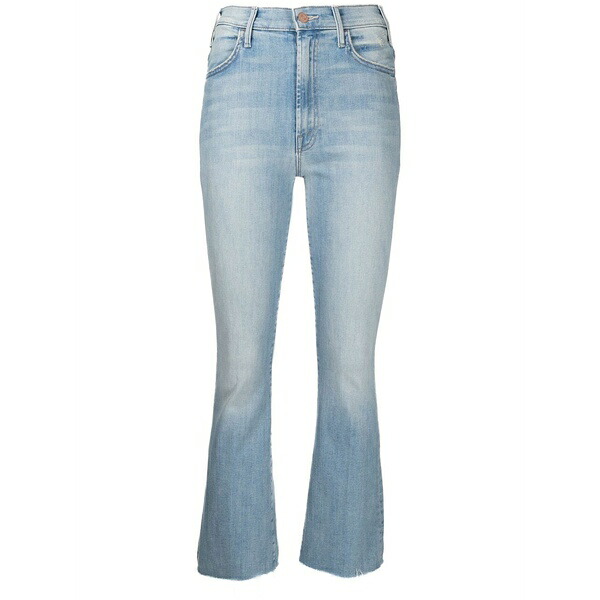 お母さん レディース ジーンズズボン下 ボトムス High-rise ankle-length bootcut jeans Blue