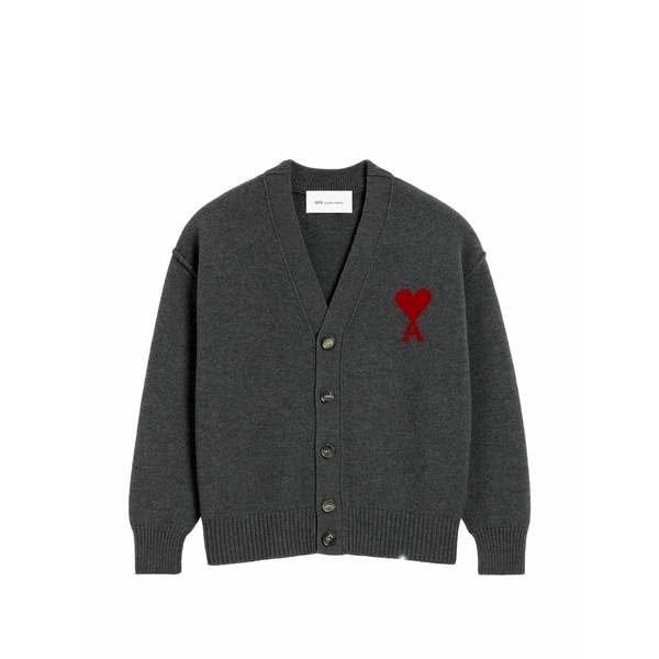 意中の女 メンズ ジレー アウター Ami de coeur wool cardigan Grey