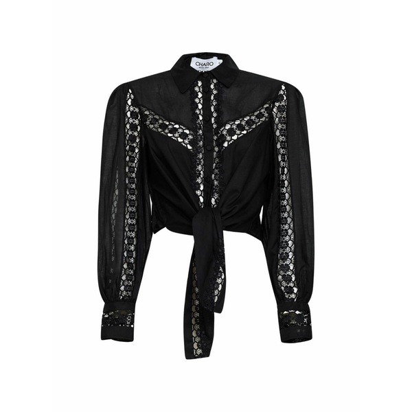 チャロ ルイス イビザ レディース プルオーバー トップス Ibiza lace-detail cropped shirt Black