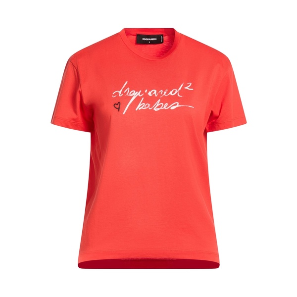 【貨物輸送無料】 ディースクエアード レディース ティーシャツ トップス T-shirts Red レディースファッション-トップス-Tシャツ・カットソー