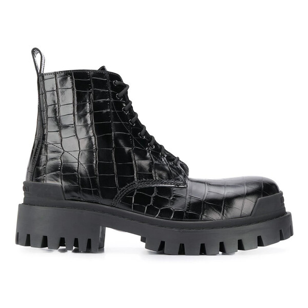 Balenciaga バレンシアガ メンズ スニーカー  【Balenciaga Strike 20mm Croc Embossed Lace Up Boot Black】  サイズ EU_39(24.0cm) Black