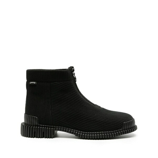 カンペール レディース ブーツ シューズ Pix ribbed-texture ankle-lenght boots Black