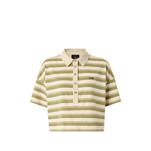 ピンコ レディース スポーツシャツ トップス Striped polo shirt White