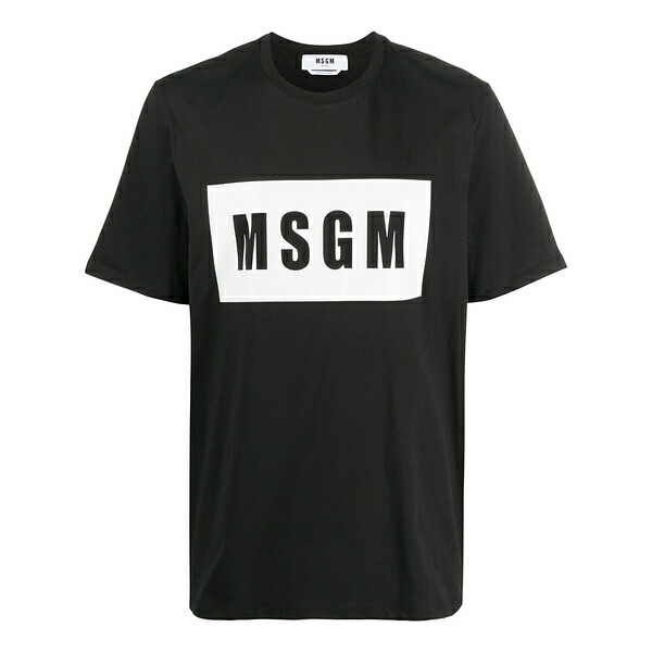エムエスジイエム メンズ ティーシャツ トップス Logo-print cotton t-shirt Black Tシャツ・カットソー-トップス
