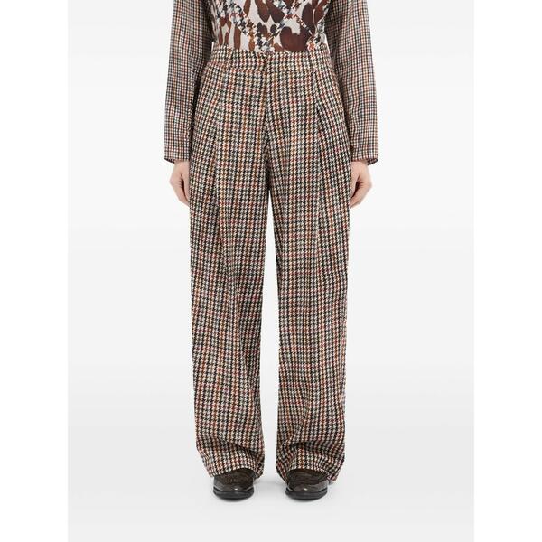 ピエール＝ルイ・マシア メンズ カジュアルパンツ ボトムス Houndstooth-pattern pleated-front trousers Brown｜asty