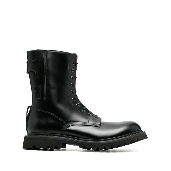プレミアータ メンズ ブーツ シューズ Lace-up leather ankle boots Black