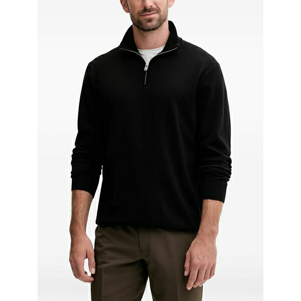 リンドーバーグ メンズ 編み物\u0026プルオーバー アウター Half-zip sweater Black