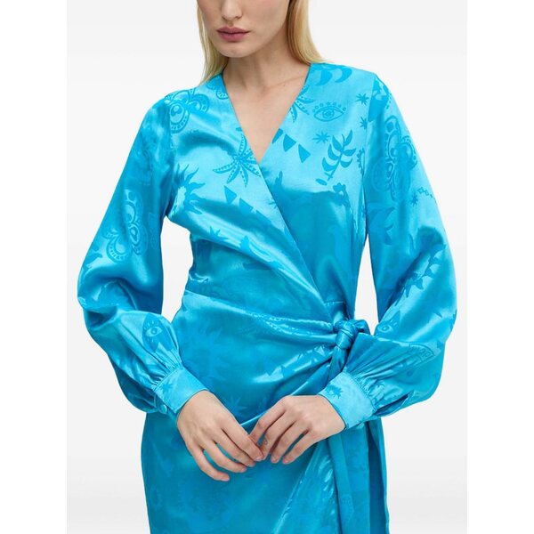 ネバーフリードレスド レディース ワンピース トップス Wrap midi dress Blue｜asty