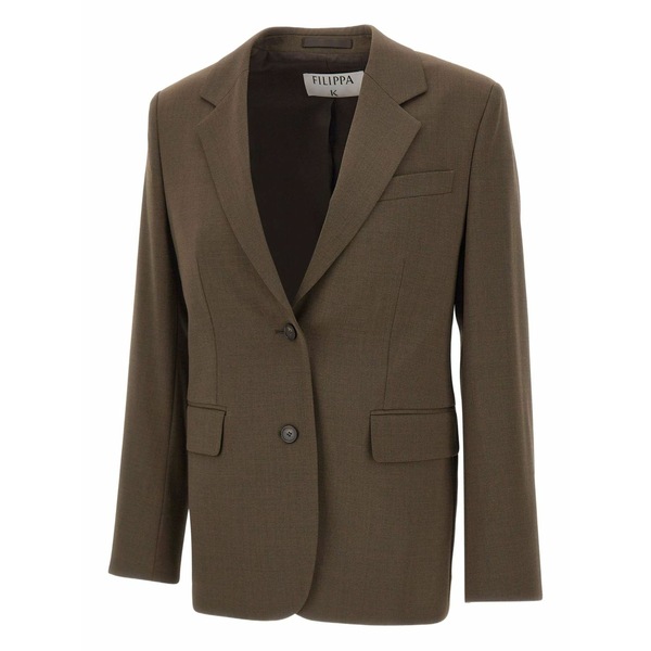 フィリッパコー レディース ジャケット＆ブルゾン アウター Delilah padded-shoulder two-button blazer Brown｜asty