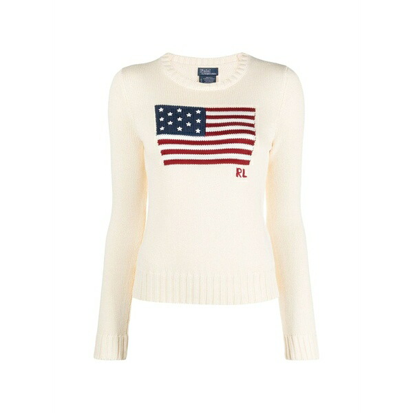 ラルフローレン レディース 編み物\u0026スウェーター アウター Flag-graphic crewneck sweater Neutrals