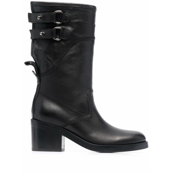 ブッテロ レディース ブーツ シューズ Buckled leather boots Black