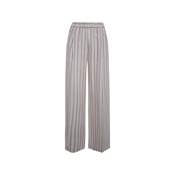 セミクチュール レディース 心地好いズボン下 ボトムス Striped pleated trousers Neutrals