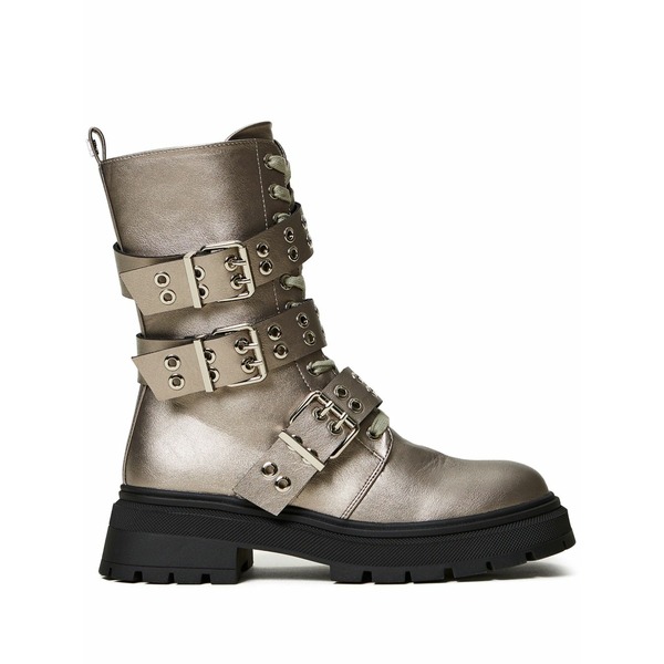 ツイン書き割り レディース ブーツ シューズ 50粍 laminated strap boots Silver