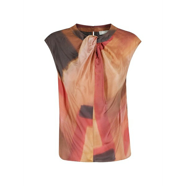 キルティ レディース プルオーバー トップス Abstract-print gathered blouse Brown