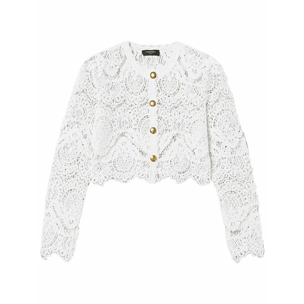 ツインセット レディース ジャケット&ブルゾン アウター Knitted cropped jacket White|asty