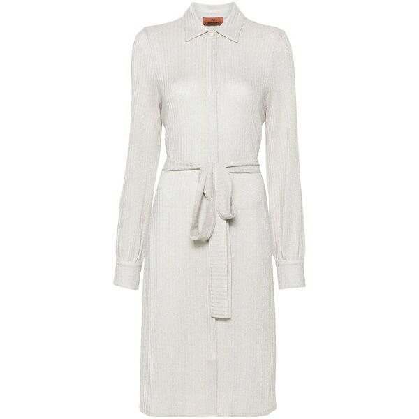 ミッソーニ レディース ワンピース トップス Lam??-effect belted shirtdress Neutrals｜asty