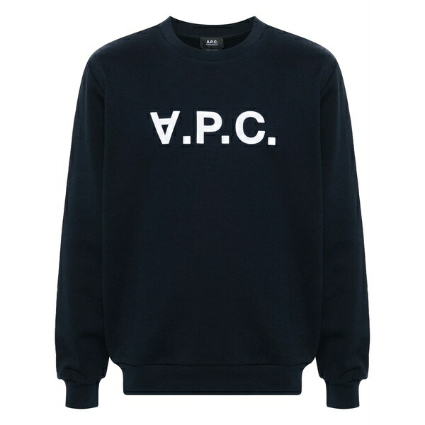 アーペーセー メンズ パーカー・スウェットシャツ アウター Flocked-logo cotton sweatshirt Blue