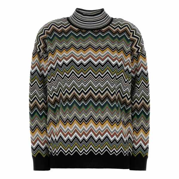 ミッソーニ レディース 編み物\u0026スウェーター アウター Zigzag-pattern high-neck sweater Brown